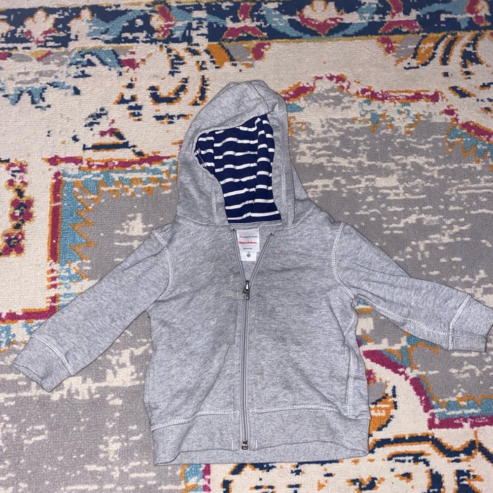 Hanna Andersson Baby Hoodie In French Terry. Heather Grey. Size 12-18 months